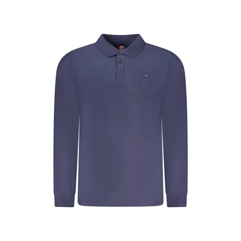 Polo Maniche Lunghe Uomo Blu Ricamo