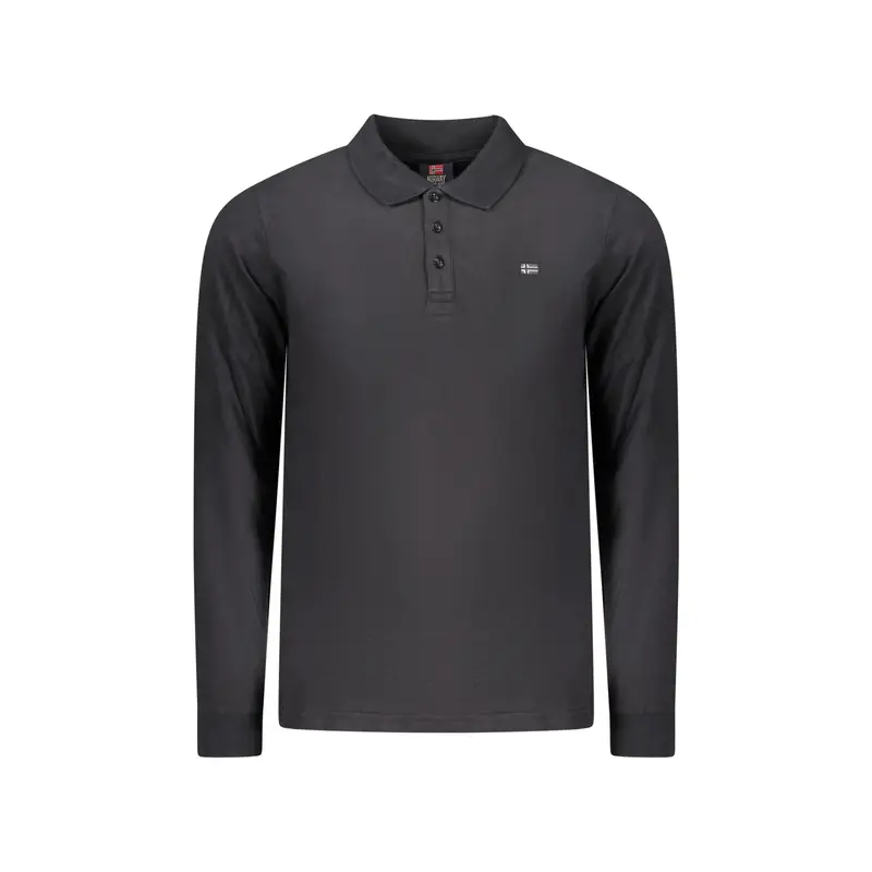 Polo Maniche Lunghe Uomo Nera Ricamo Nero