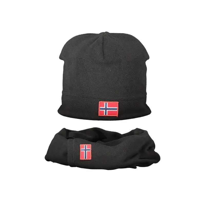 Set Cuffia e Sciarpa Uomo Nero in Pile con Logo