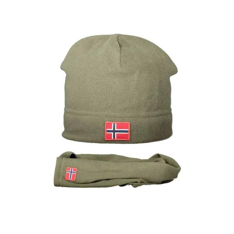 Set Cuffia e Sciarpa Uomo Verde in Pile con Logo