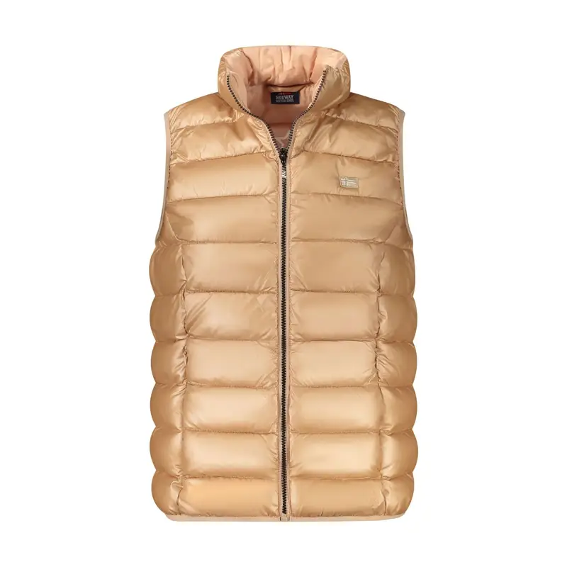 Smanicato Donna Rosa con Zip Dettagli a Contrasto Logo