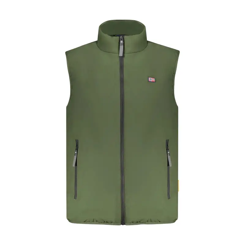 Smanicato Uomo Verde Interno Pile Zip Logo