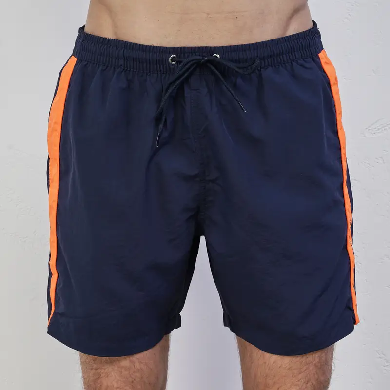 Costume mare blu da uomo con bande laterali a contrasto