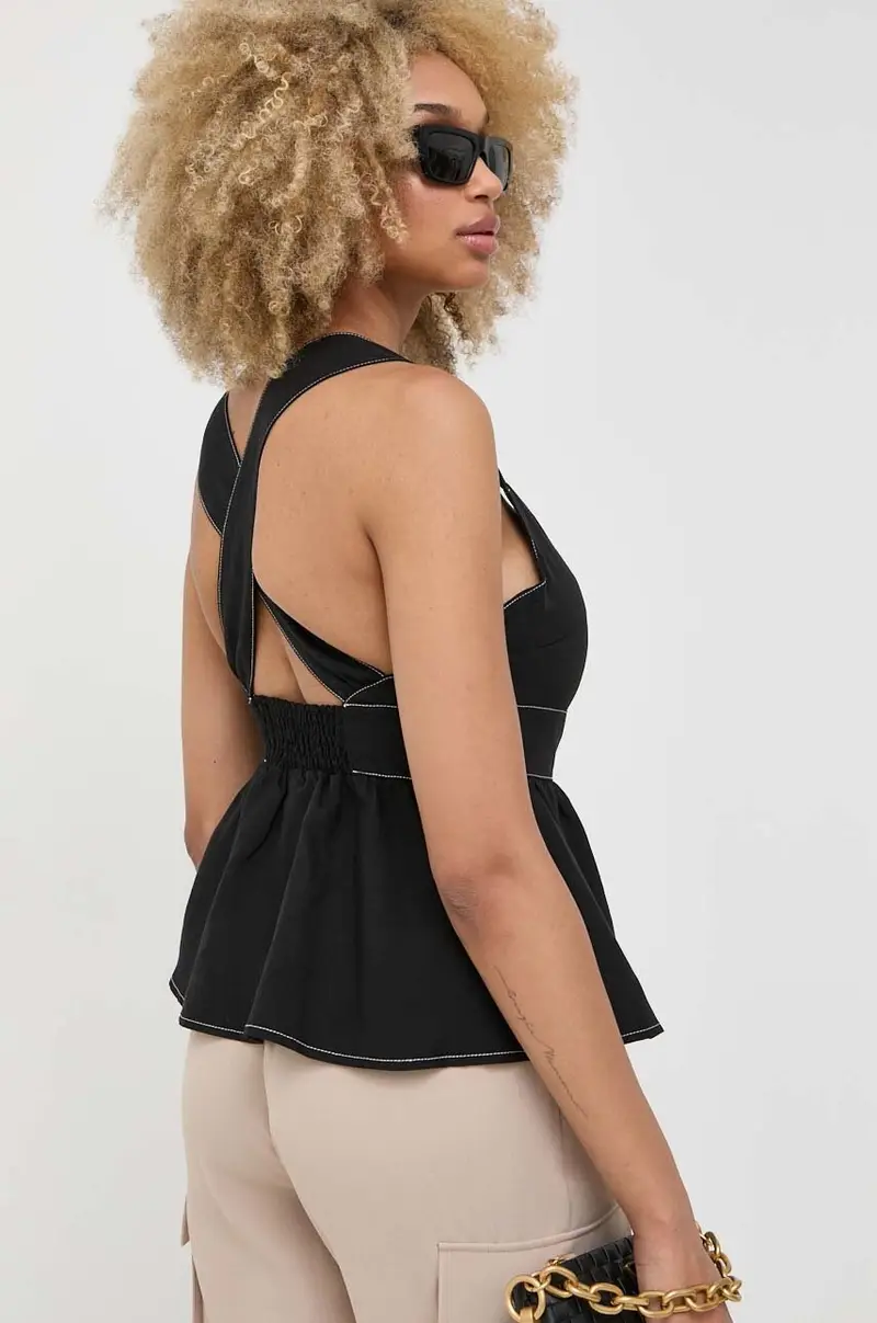 blusa in lino misto Nero