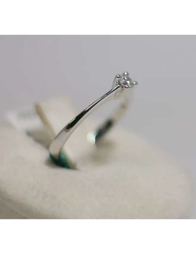 Anello in oro bianco 18Kt solitario con diamanti naturali 103221