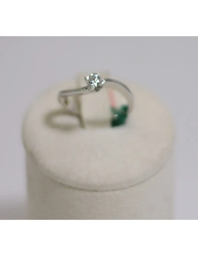 Anello in oro bianco 18Kt solitario con diamanti naturali 1032215