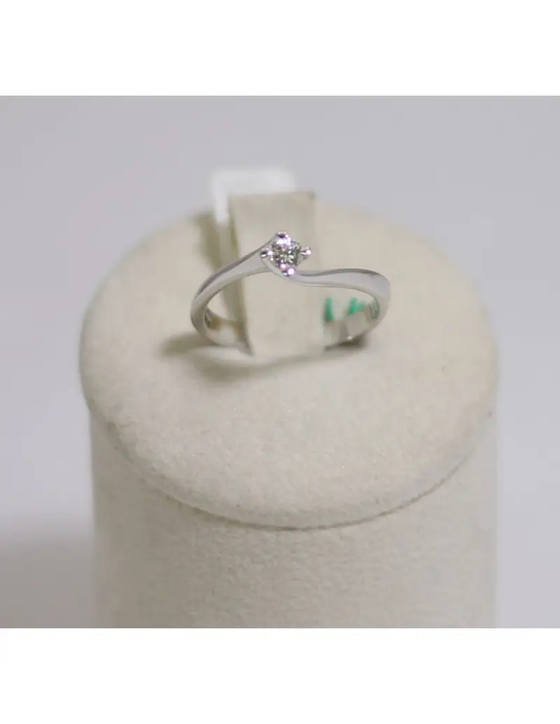 Anello in oro bianco 18Kt solitario con diamanti naturali 1032216