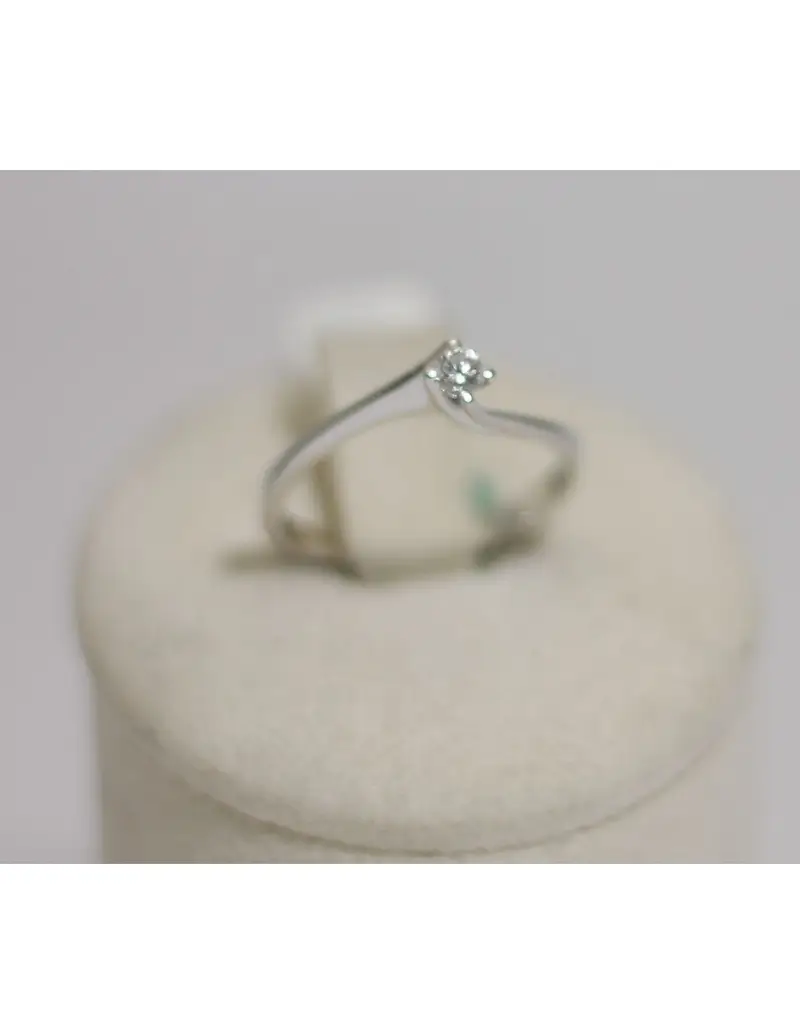 Anello in oro bianco 18Kt solitario con diamanti naturali 103222