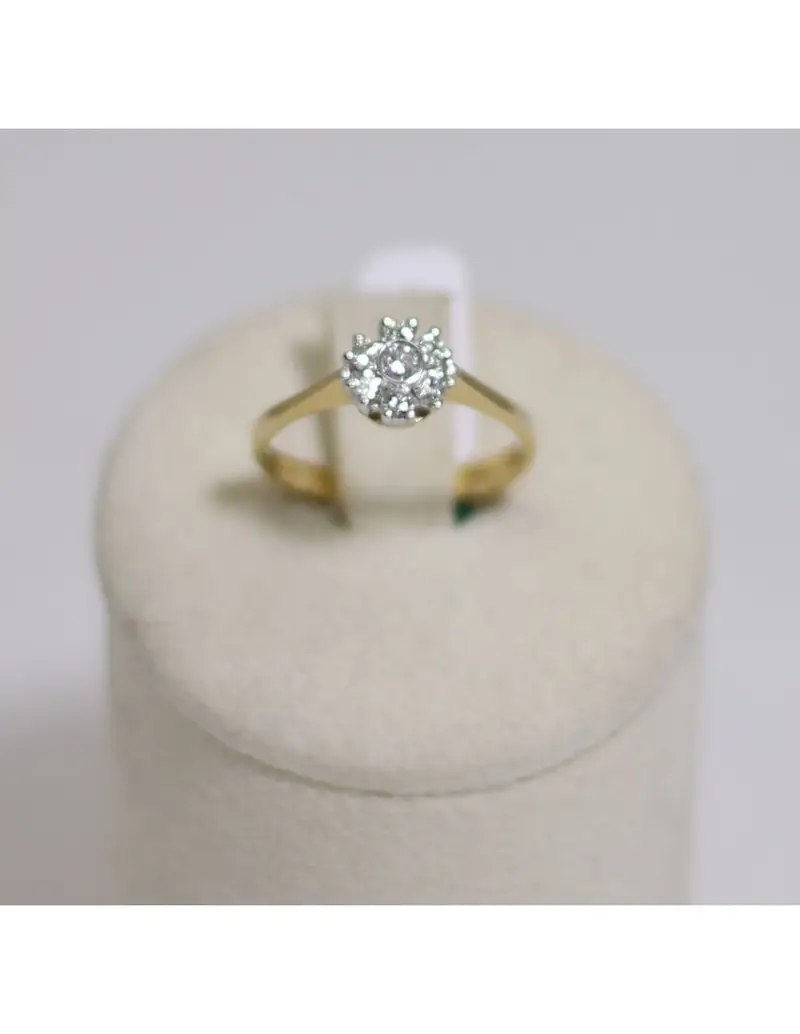 Anello in oro bianco e giallo 18Kt fantasia con diamanti naturali 1032220