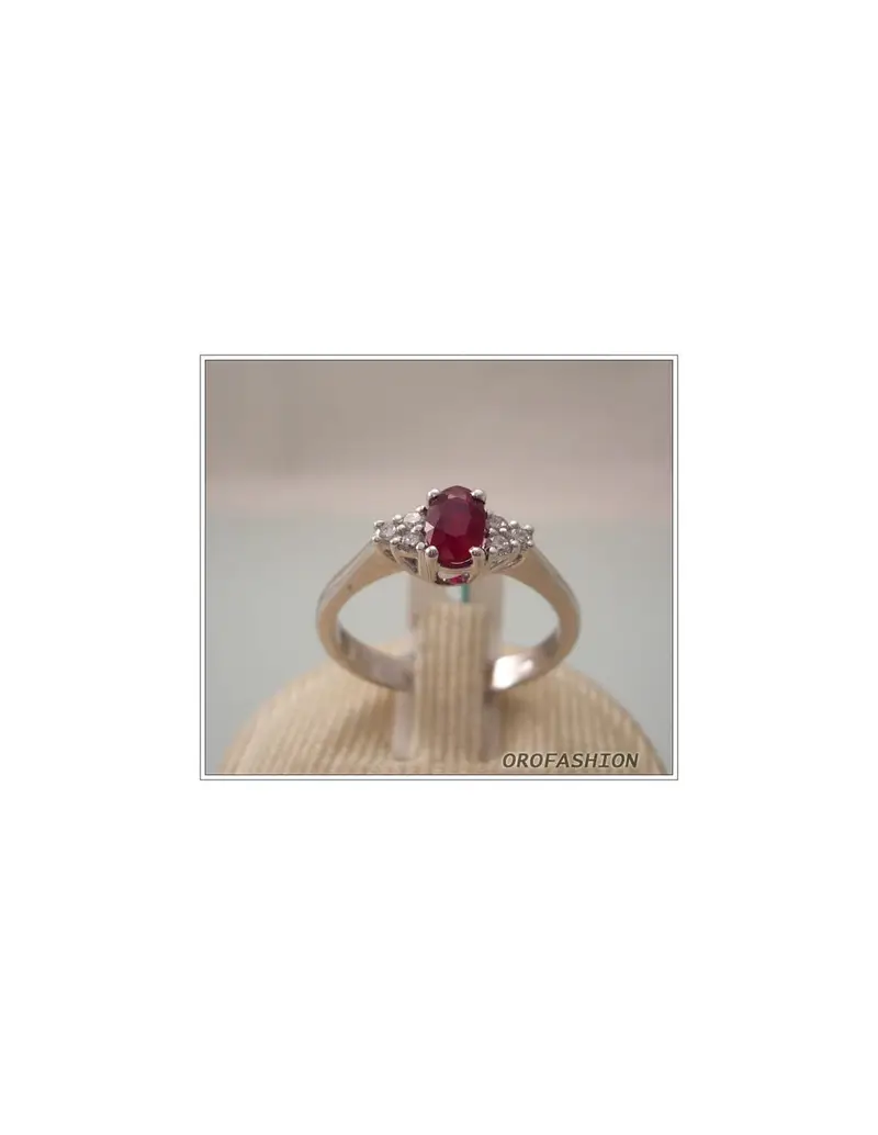 Anello oro bianco 18k rubini e diamanti 19111215