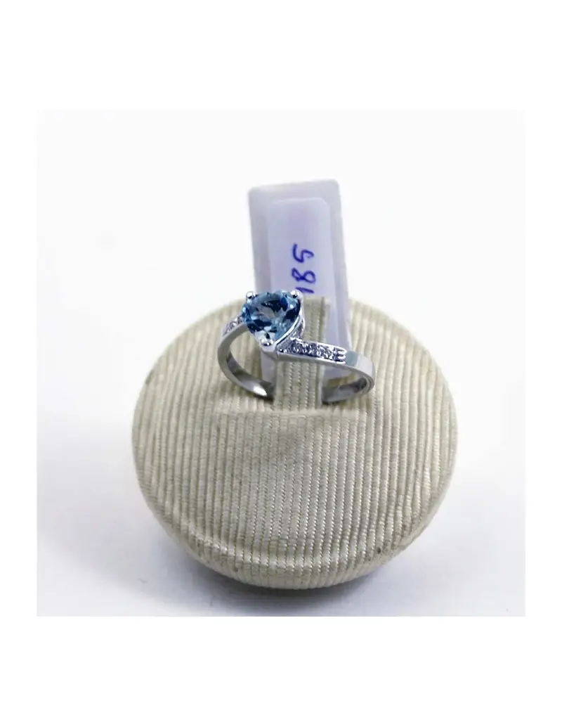 Anello oro bianco 18kt con acquamarina e diamanti - 247185