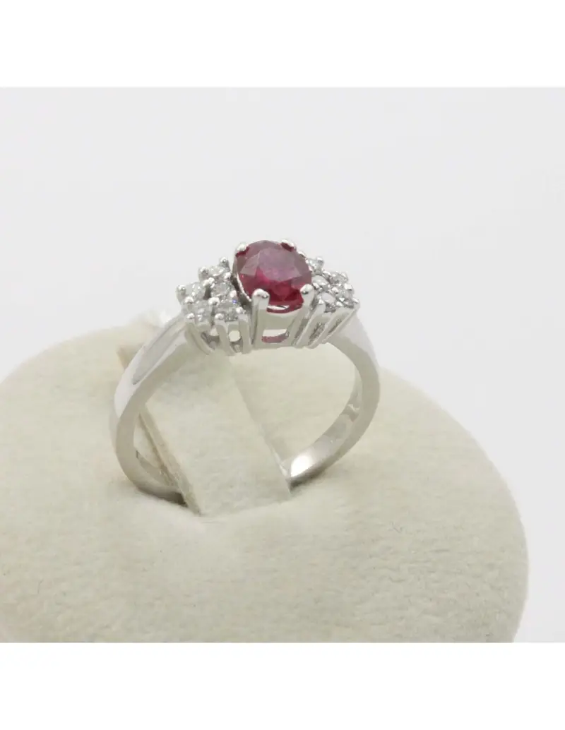 Anello oro bianco 18kt con rubini e diamanti 30101914
