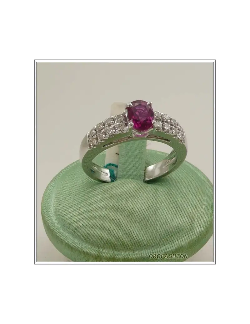 Anello oro bianco 18kt con rubino e diamanti - 1651510