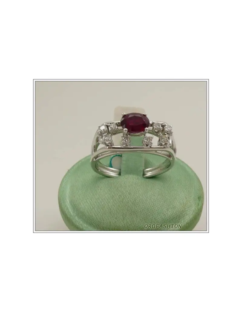 Anello oro bianco 18kt con rubino e diamanti - 1651512