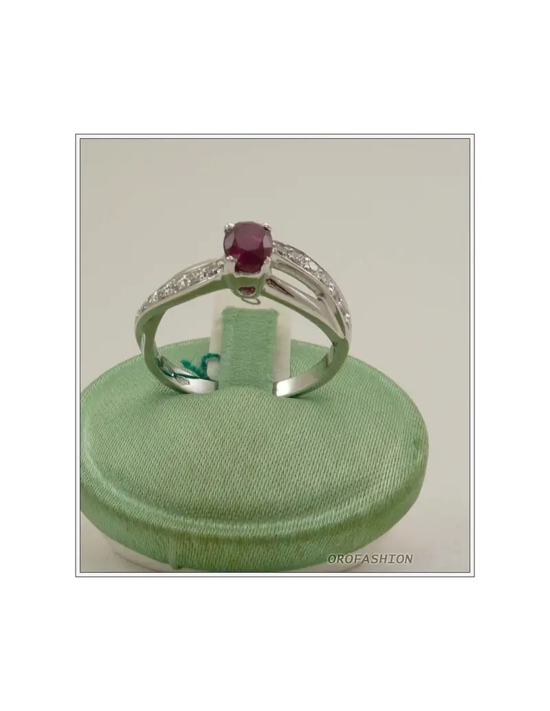 Anello oro bianco 18kt con rubino e diamanti - 1651514