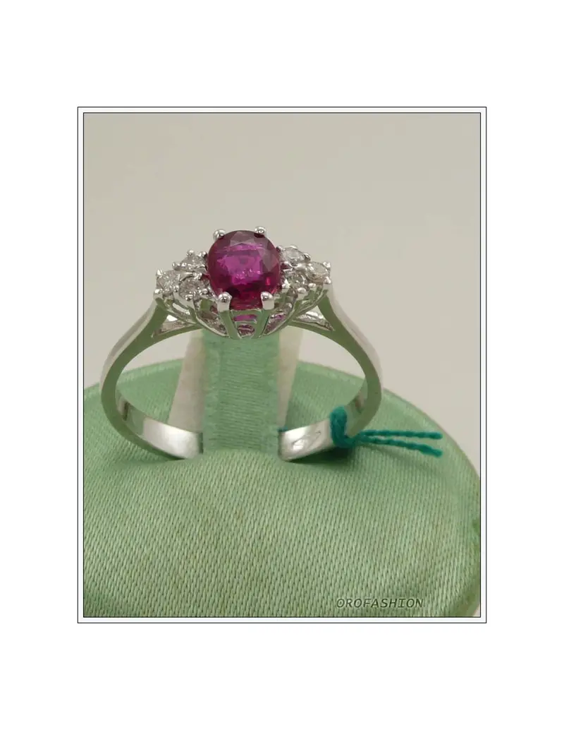 Anello oro bianco 18kt con rubino e diamanti - 1651518