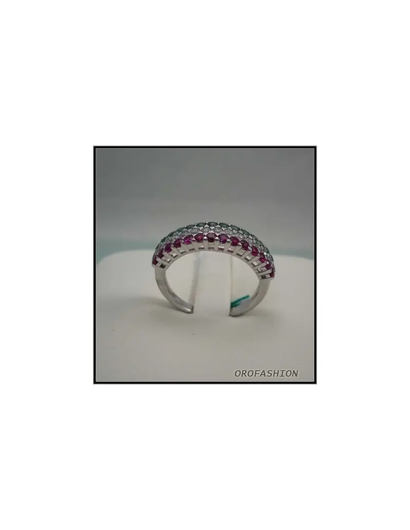 Anello oro bianco 18kt effetto diamanti pietre 1305118