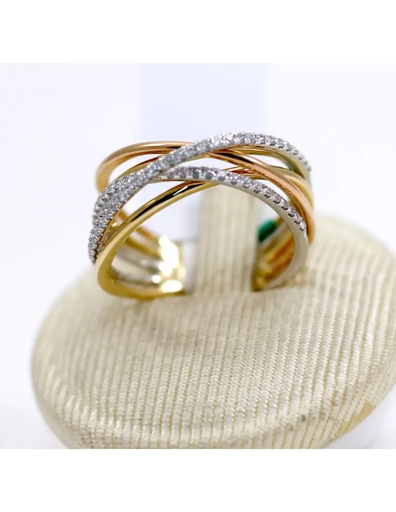 Anello oro bianco e rosa 18kt con diamanti F410189