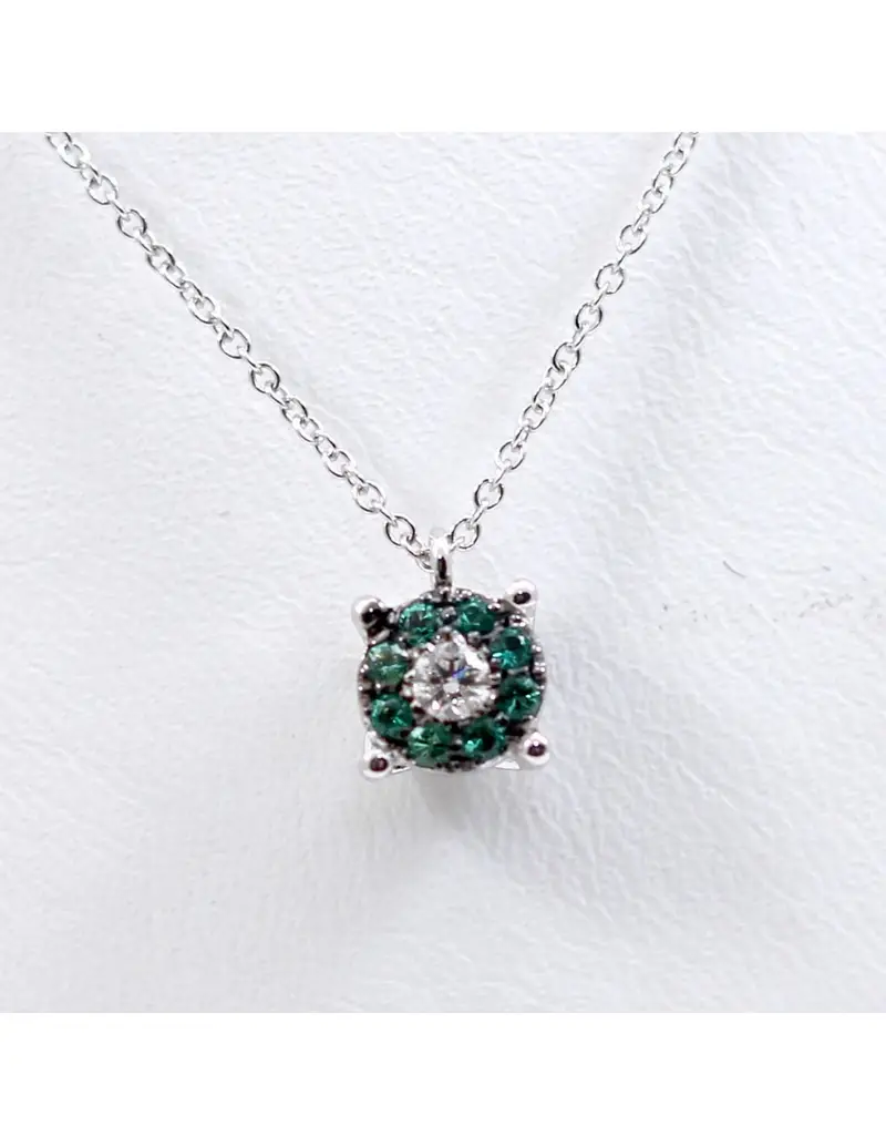 Girocollo in oro bianco 18kt con smeraldi e diamanti C4101814