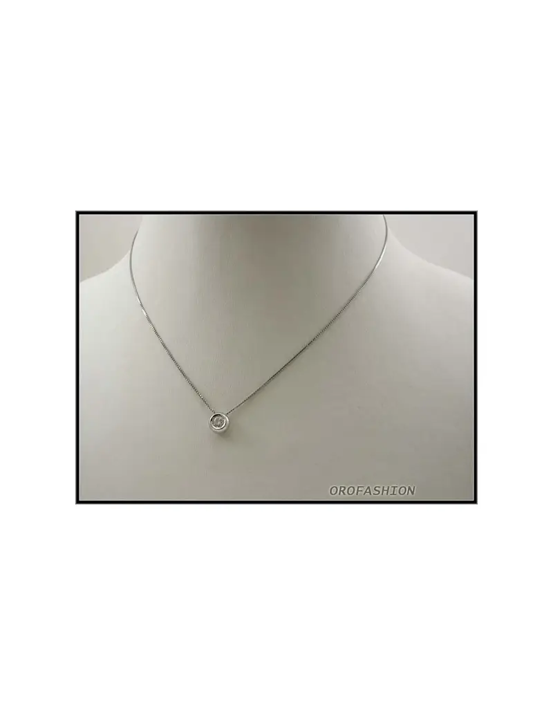 Girocollo oro bianco 18Kt con diamante solitario ct 0.20 - 2211148