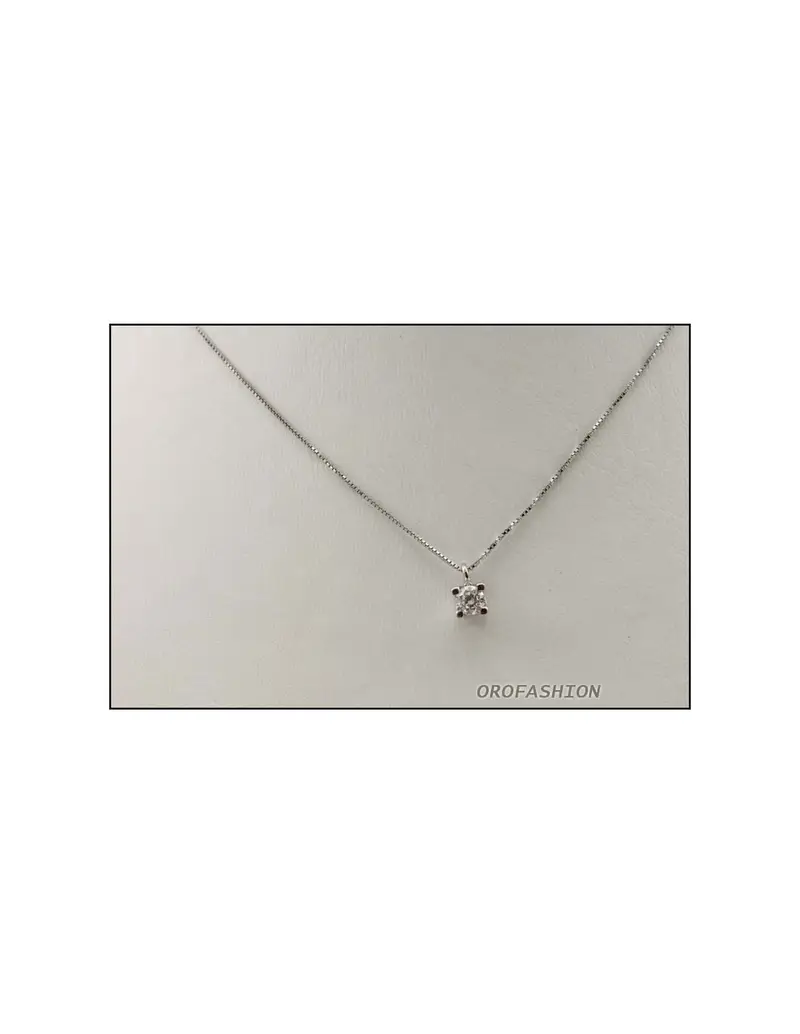 Girocollo oro bianco 18Kt con diamante solitario ct 0.23 - 2081432