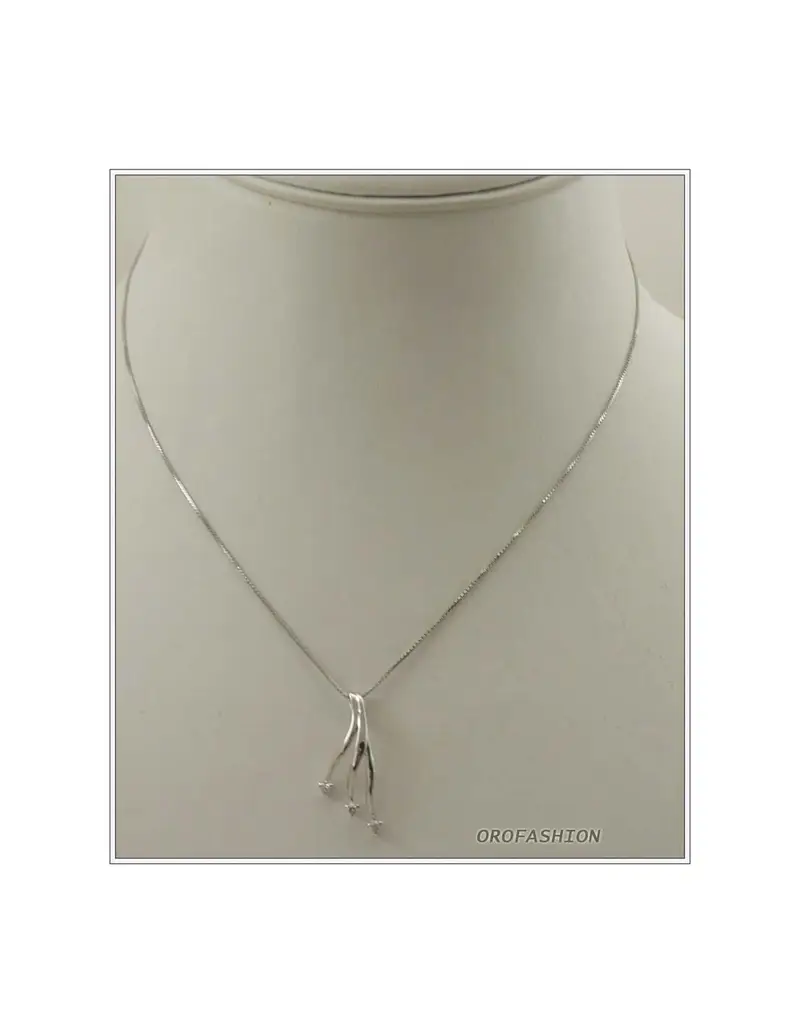 Girocollo oro bianco 18Kt trilogy di diamanti - 1651526