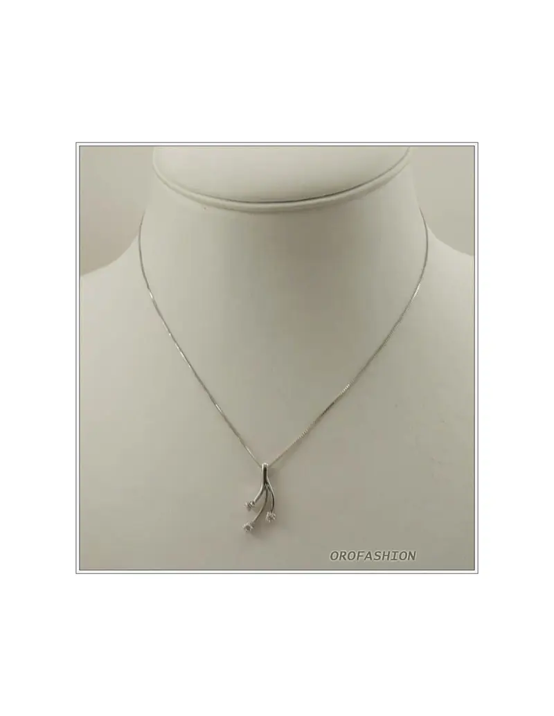 Girocollo oro bianco 18Kt trilogy di diamanti - 1651527