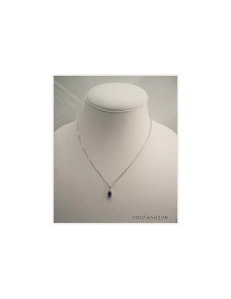 Girocollo oro bianco 18Kt zaffiro diamanti Valore 850