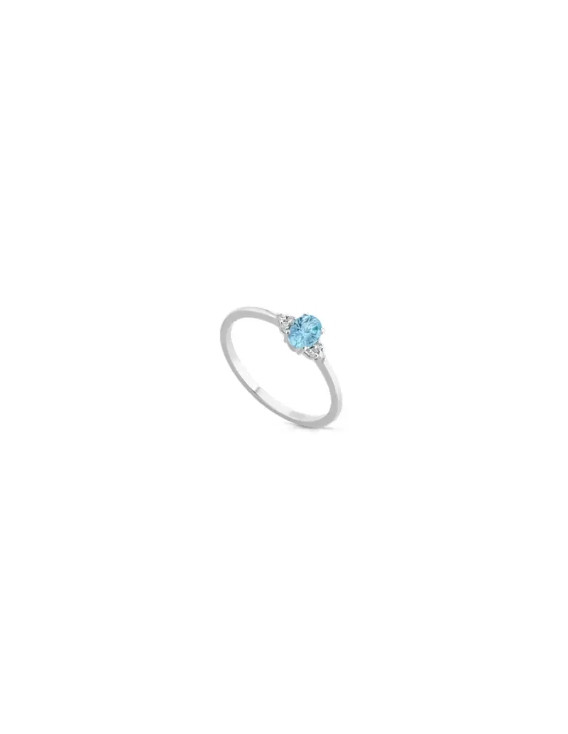 Anello in oro bianco 18Kt con diamanti e acqua marina F-ANLITTLE-3P/1A