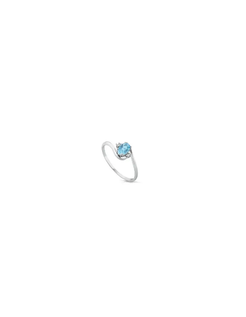 Anello in oro bianco 18Kt con diamanti e Acqua marina naturali C-ANART/A