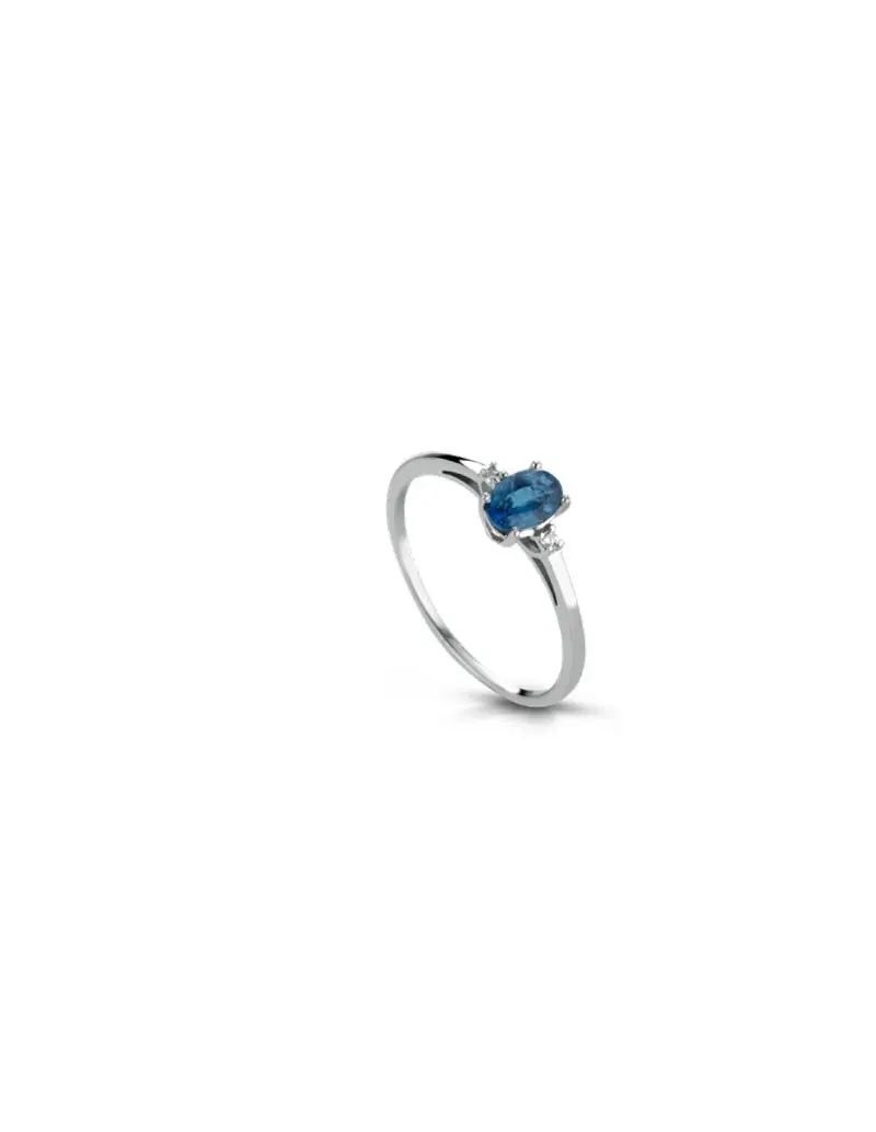Anello in oro bianco 18Kt con diamanti naturali e zaffiri F-ANSTONE/BLUE