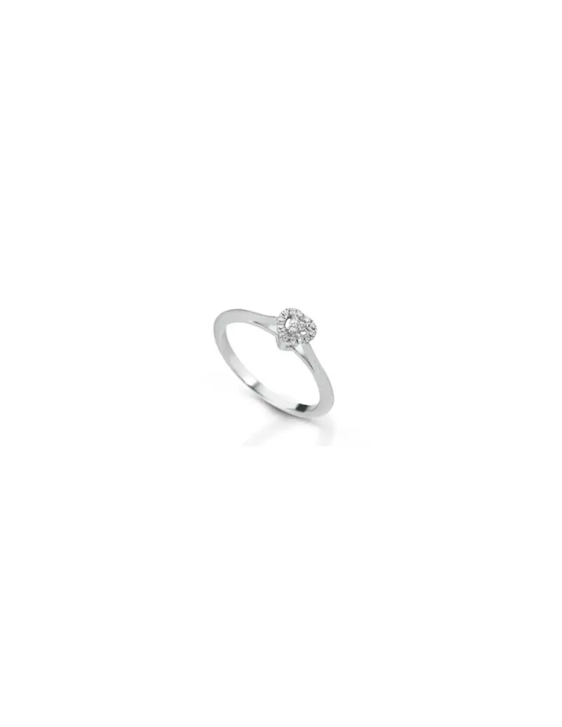 Anello in oro bianco 18Kt cuore di diamanti naturali F-ANCUP/1