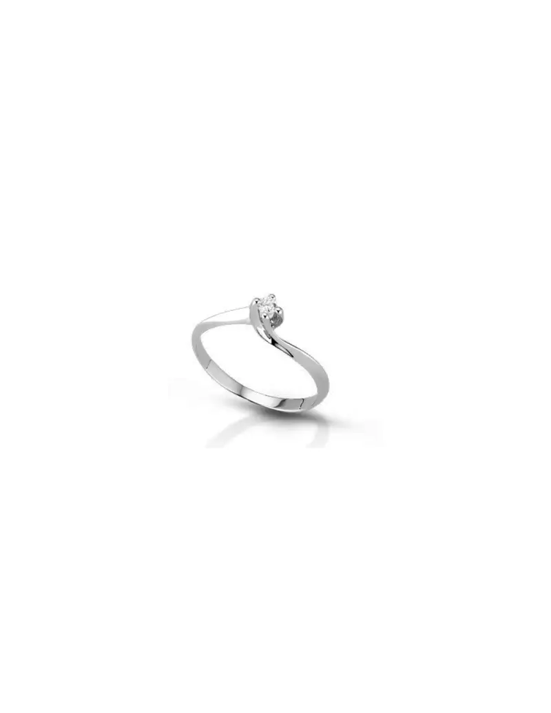 Anello in oro bianco 18Kt solitario con diamanti naturali B-8120L004