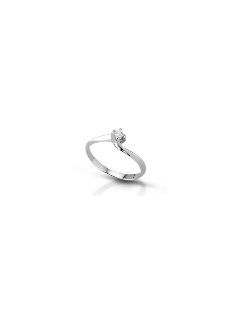 Anello in oro bianco 18Kt solitario con diamanti naturali B-8120L022