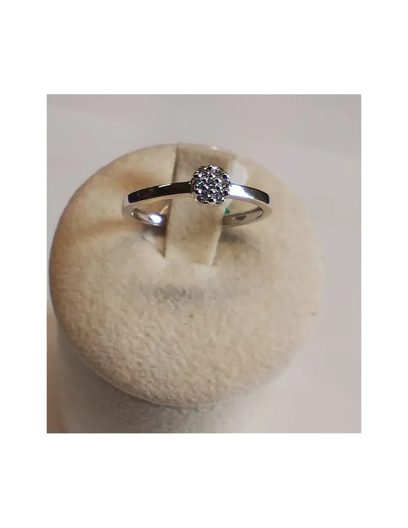 Anello in oro bianco 18Kt solitario con diamanti naturali B-ANBLOM/3