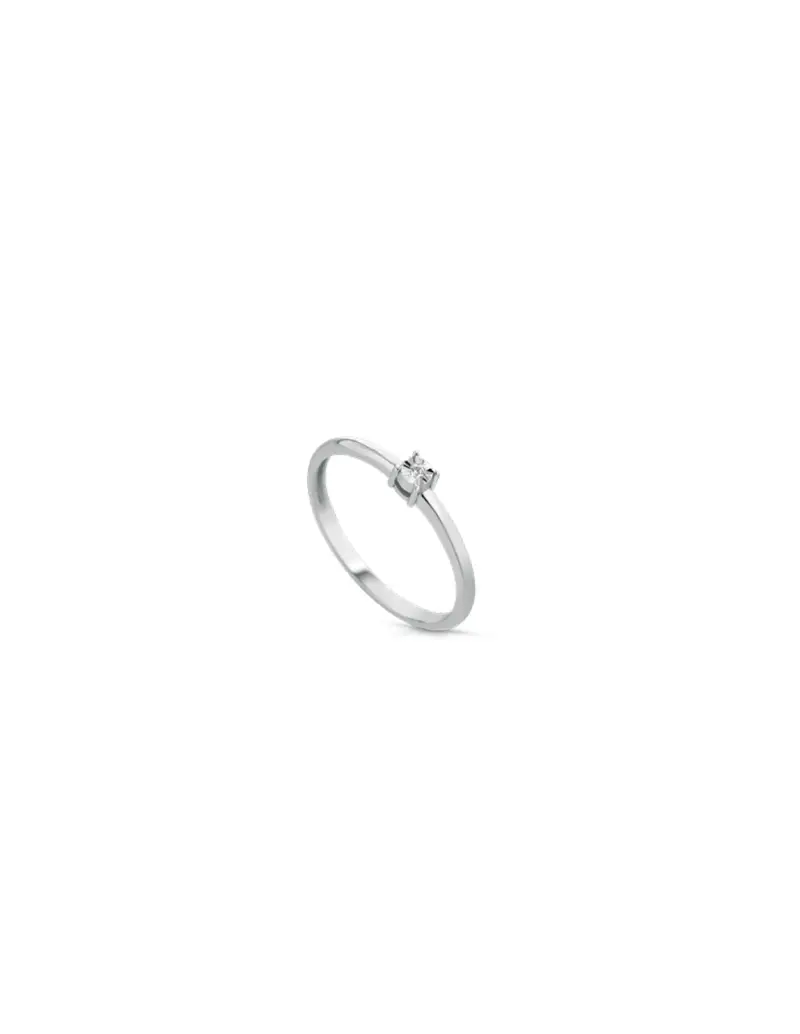 Anello in oro bianco 18Kt solitario con diamanti naturali B-ANMICRO/1