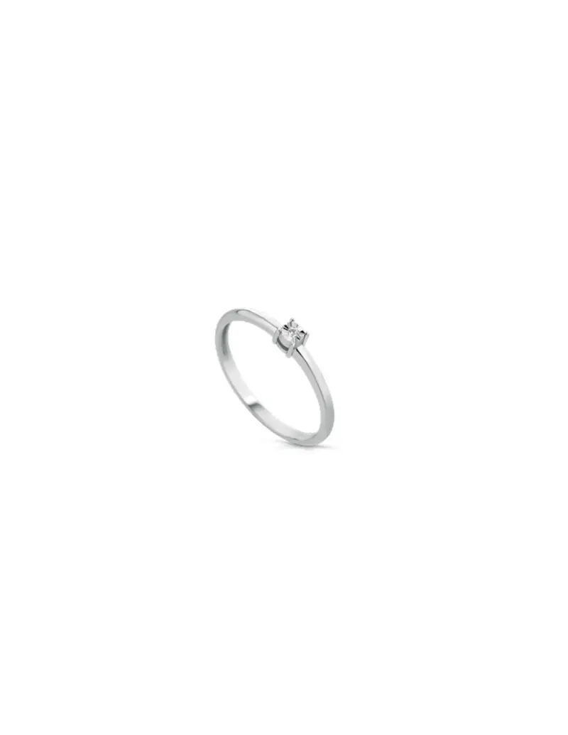 Anello in oro bianco 18Kt solitario con diamanti naturali B-ANMICRO/3