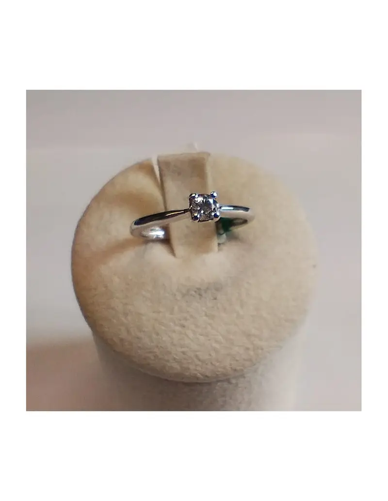 Anello in oro bianco 18Kt solitario con diamanti naturali B-ANSOL6015