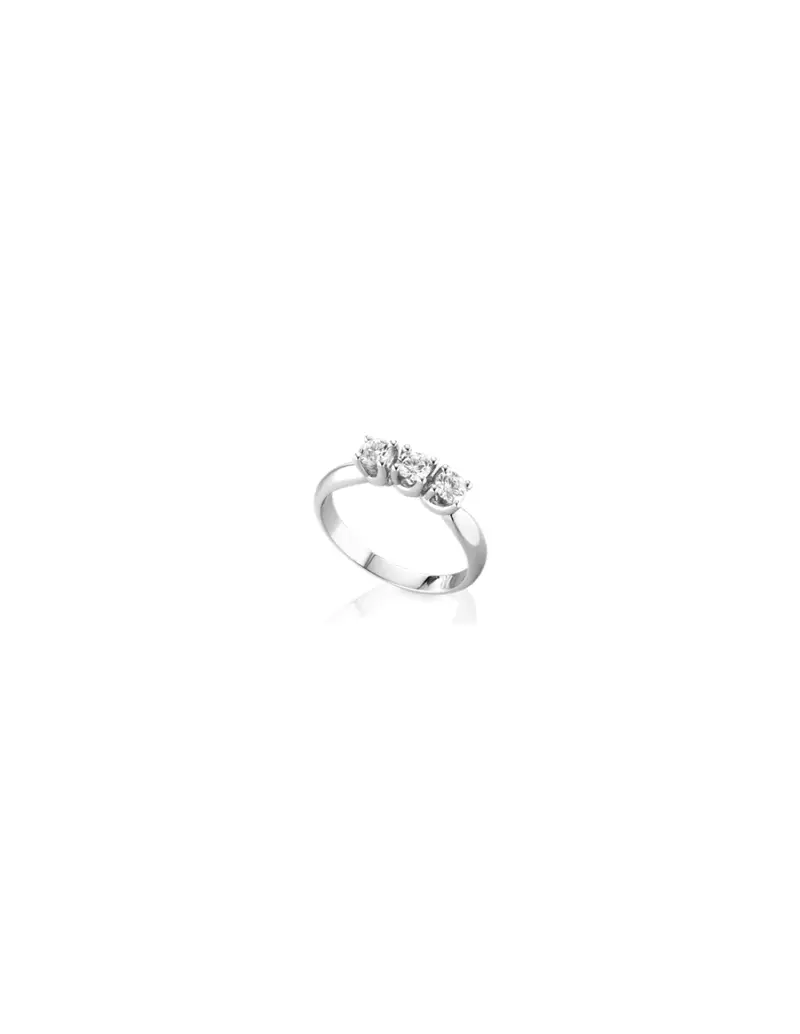 Anello in oro bianco 18Kt trilogy con diamanti naturali B-ANT44018