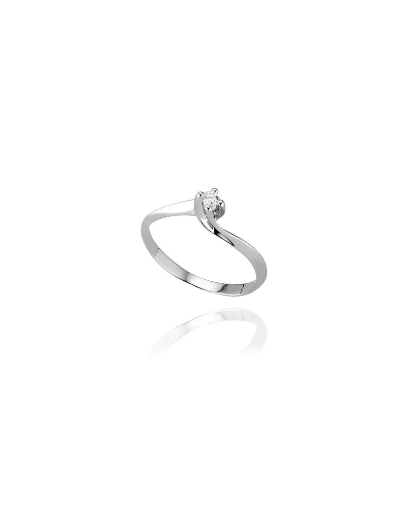 Anello solitario in oro bianco 18Kt con diamanti naturali B-8120SL013