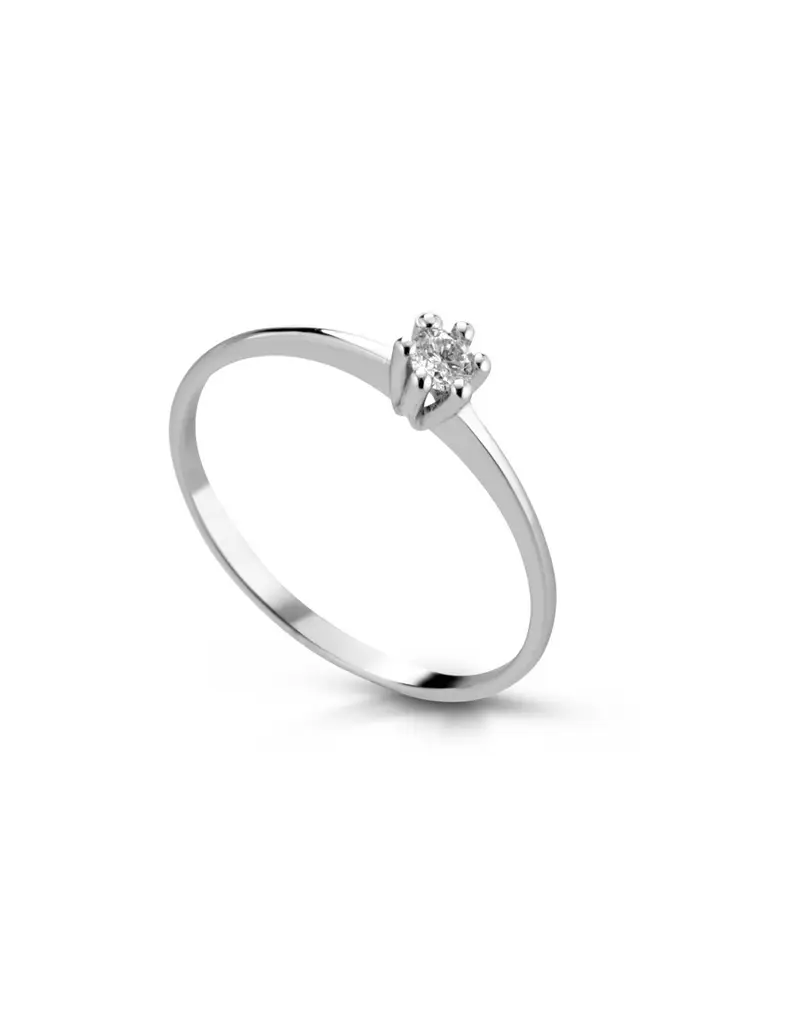 Anello solitario in oro bianco 18Kt con diamanti naturali B-8139005