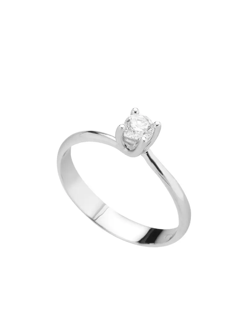 Anello solitario in oro bianco 18Kt con diamanti naturali B-ANS01013