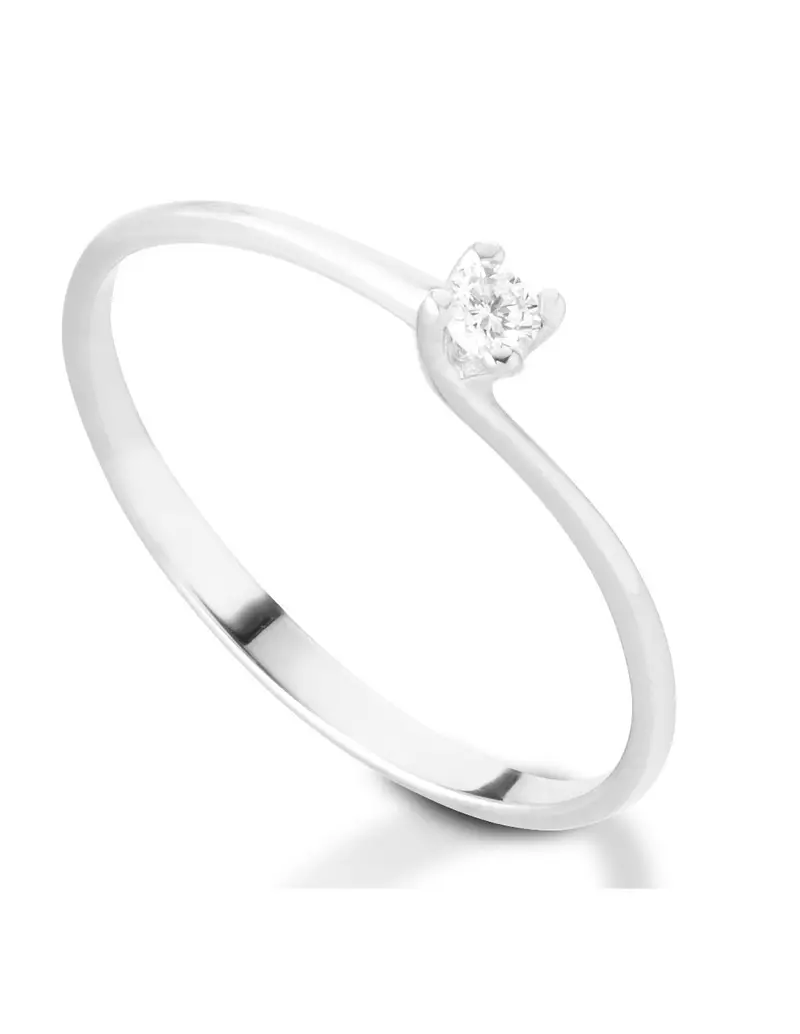 Anello solitario in oro bianco 18Kt con diamanti naturali C-8110001-D