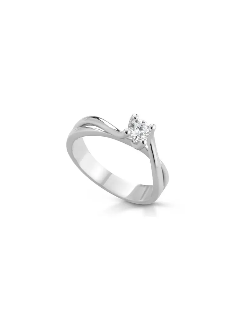Anello solitario in oro bianco 18Kt con diamanti naturali C-ANSOL54018