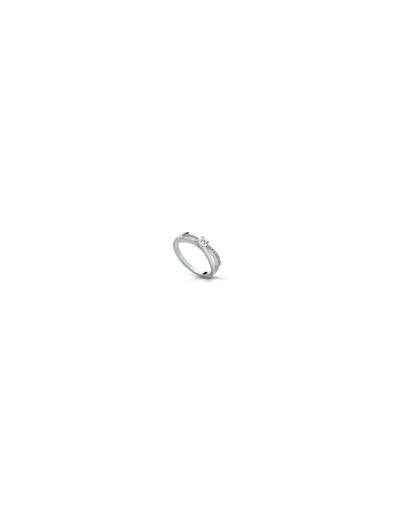 Anello solitario in oro bianco 18Kt con diamanti naturali C-ANSOL56+C029
