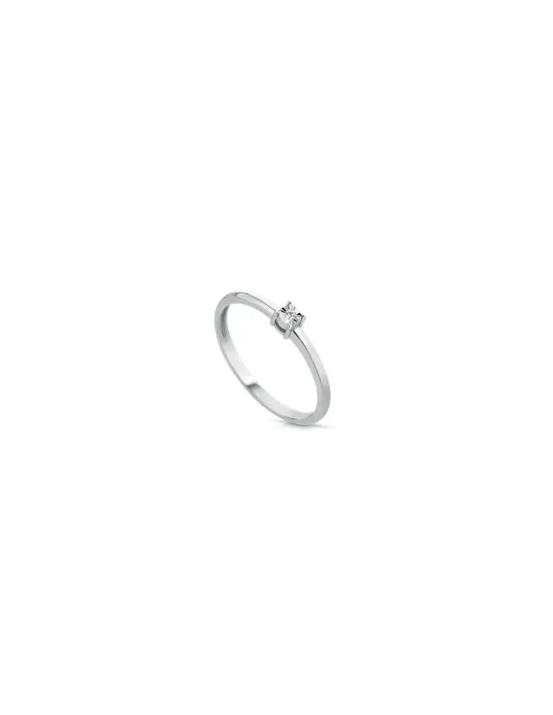 Anello solitario in oro bianco 18Kt con diamanti naturali F-ANMICRO/1