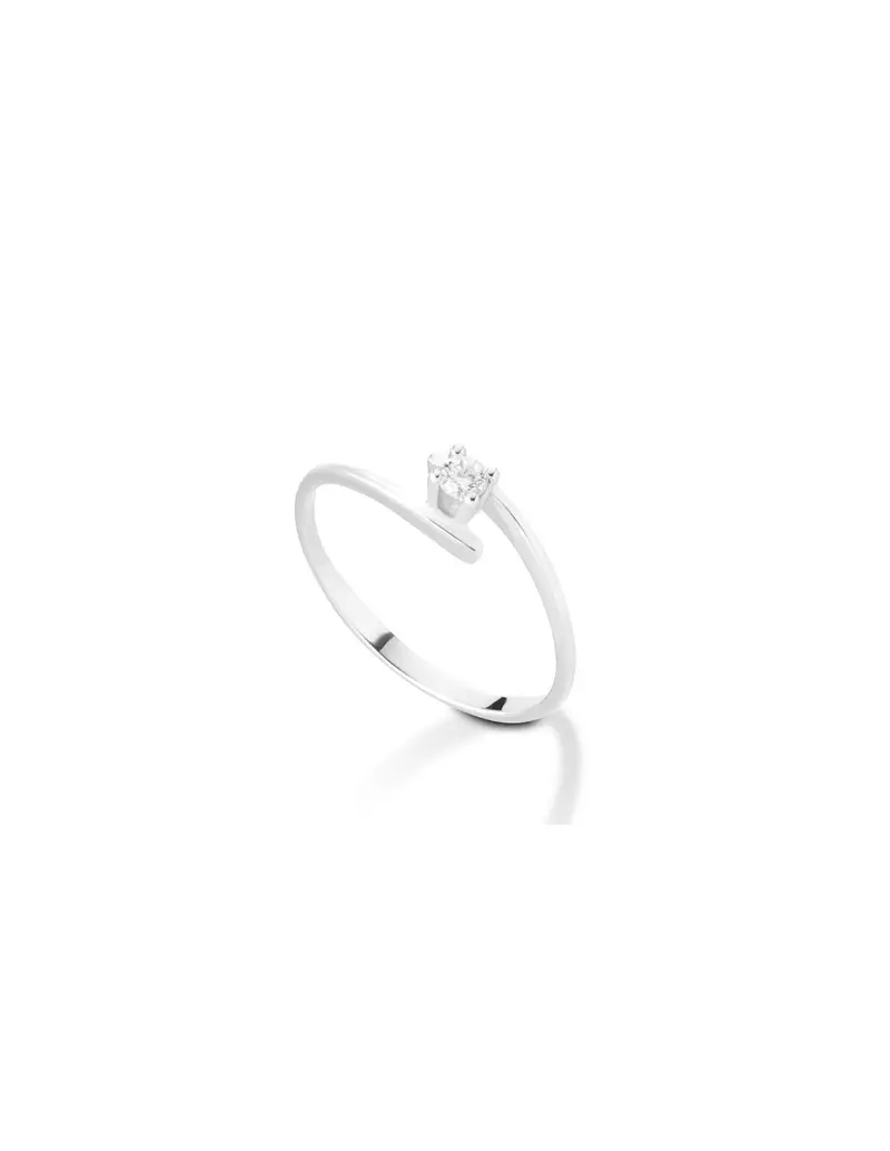 Anello solitario in oro bianco 18Kt con diamanti naturali F-ANS180002