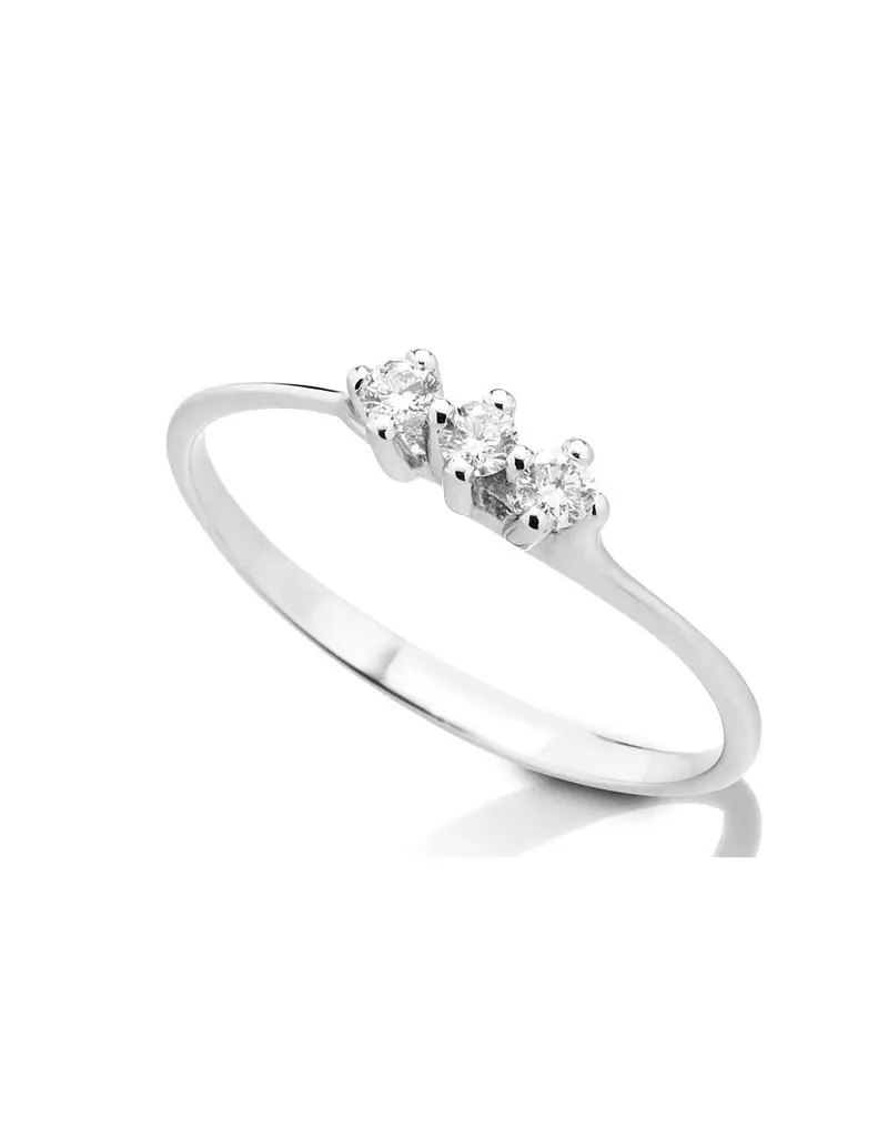 Anello trilogy in oro bianco 18Kt con diamanti naturali C-ANT61018