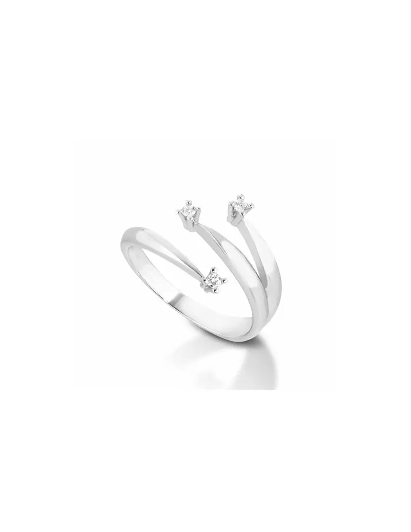 Anello trilogy in oro bianco 18Kt con diamanti naturali F-8306009