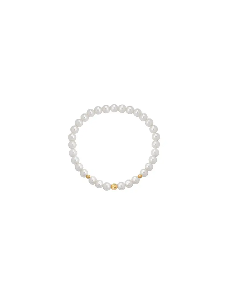 Bracciale elastico con perle naturali e sfere in oro giallo 18Kt B-206AMOLLA